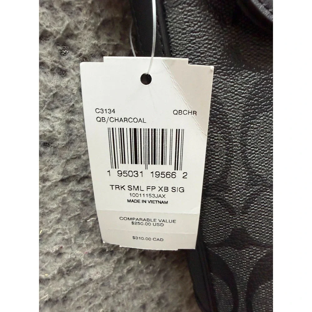 NWD Coach Track Small Flap Crossbody Bag Signature Coated Canvas Charcoal Black